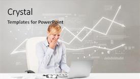  Presentation with business change - Cool new presentation theme with situation analyze - business person sitting at desk backdrop and a light gray colored foreground