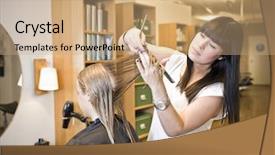  Presentation with hairdressing salon - Audience pleasing slide deck consisting of situation in a hair salon backdrop and a  colored foreground