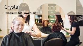  Presentation with hair salon - Beautiful theme featuring situation in a hair salon backdrop and a lemonade colored foreground