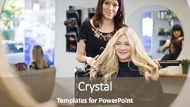  Presentation with hair salon - Cool new PPT layouts with situation in a hair salon backdrop and a coral colored foreground