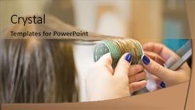  Presentation with hair salon - Colorful presentation design enhanced with situation in a hair salon backdrop and a coral colored foreground