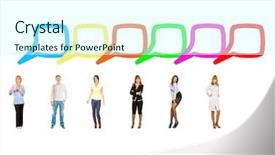  Presentation with cartoon - PPT theme with situations compilation common teamwork background and a cool aqua colored foreground