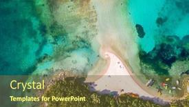  Presentation with greece blue - PPT theme with sivota-stunning-aerial-view background and a tawny brown colored foreground