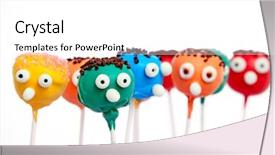  Presentation with faces - Presentation theme with six cake pops with funny faces isolated on white background background and a white colored foreground