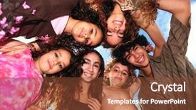  Presentation with children - Slides enhanced with six circles - 6 beautiful happy children looking background and a tawny brown colored foreground