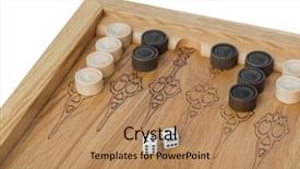  Presentation with field - Slides featuring six circles - backgammon playing field and dices background and a coral colored foreground