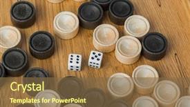  Presentation with field - Beautiful slide deck featuring six circles - backgammon playing field and dices backdrop and a tawny brown colored foreground