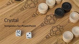  Presentation with field - PPT theme featuring six circles - backgammon playing field and dices background and a coral colored foreground