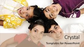  Presentation with diverse group of children - Amazing theme having six circles - horizontal photo of four children backdrop and a soft green colored foreground