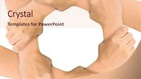  Presentation with racism white hands in modern - Colorful theme enhanced with six circles - united hands isolated on white backdrop and a lemonade colored foreground