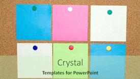  Presentation with note - PPT theme with six-colored-sticky-post background and a soft green colored foreground