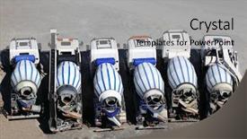  Presentation with concrete ready mix - Beautiful theme featuring six concrete mixer machines stand backdrop and a light gray colored foreground