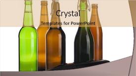  Presentation with labels - Slides enhanced with six different bottles of beer background and a yellow colored foreground