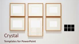  Presentation with labels - Amazing PPT theme having six empty frames on white backdrop and a lemonade colored foreground