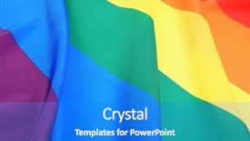  Presentation with gay rainbow flag - PPT theme having six flags - fabric texture of gay rainbow background and a cobalt blue colored foreground
