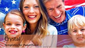  Presentation with american flag and eagle - Beautiful slide deck featuring six flags - happy family holding american flag backdrop and a red colored foreground