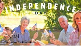  Presentation with independence day - PPT theme with six flags - happy independence day against portrait background and a coral colored foreground