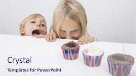  Presentation with meditation children - Beautiful theme featuring six flags - tempted children looking at cupcakes backdrop and a  colored foreground