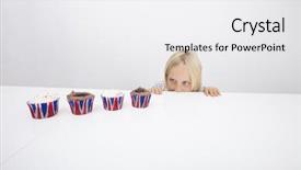  Presentation with cupcakes - Audience pleasing slide set consisting of six flags - tempted girl staring at cupcakes backdrop and a  colored foreground