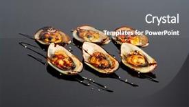  Presentation with soy sauce - Cool new slides with six fried mussels with soy backdrop and a  colored foreground