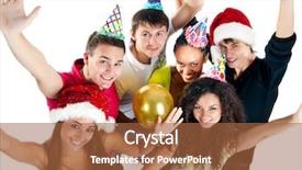  Presentation with chinese new years - Slides consisting of six friends celebrating new year background and a red colored foreground