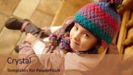  Presentation with wooden - Amazing presentation theme having six gear - young girl sitting on wooden backdrop and a coral colored foreground