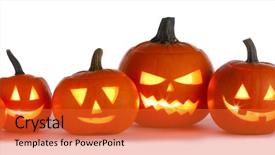  Presentation with halloween - Theme consisting of six halloween pumpkins isolated background and a red colored foreground