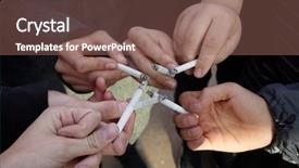  Presentation with cigarettes - Presentation theme featuring six hands of teens background and a violet colored foreground