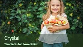  Presentation with garden - PPT theme consisting of six hats - happy little girl holding apples background and a tawny brown colored foreground