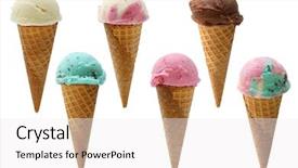  Presentation with ice cream - Beautiful slides featuring six ice cream corns backdrop and a white colored foreground