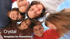  Presentation with sunshine - Slide set enhanced with six kids laughing outdoors background and a tawny brown colored foreground