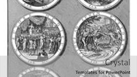  Presentation with raven - Cool new presentation theme with six-medallions-with-fables-fable backdrop and a light gray colored foreground
