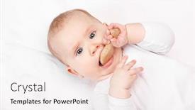  Presentation with baby girl - Audience pleasing theme consisting of six-month-baby-girl-chewing backdrop and a sky blue colored foreground