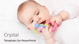  Presentation with baby girl - PPT layouts featuring six-month-baby-girl-chewing background and a sky blue colored foreground