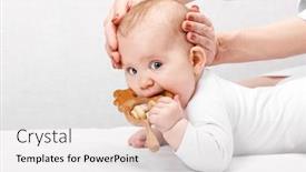  Presentation with chiropractic - PPT layouts with six-month-baby-girl-receiving background and a light gray colored foreground