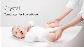  Presentation with baby girl - Amazing slide deck having six-month-baby-girl-receiving backdrop and a white colored foreground