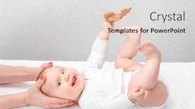  Presentation with pediatric - Slide deck featuring six-month-baby-girl-receiving background and a light gray colored foreground