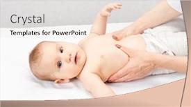  Presentation with massage therapy - PPT theme having six-month-baby-girl-receiving background and a light gray colored foreground