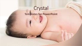  Presentation with baby girl - Beautiful theme featuring skier with rucksack running downhill backdrop and a light gray colored foreground