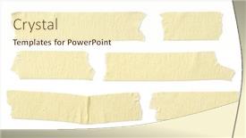  Presentation with labels - Slide set having six-pieces-or-strips background and a cream colored foreground