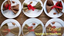  Presentation with napkins - Presentation theme with six-plates-with-decorative-napkins background and a tawny brown colored foreground