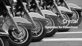  Presentation with enforcement - PPT layouts with six police motorcycles parked background and a gray colored foreground