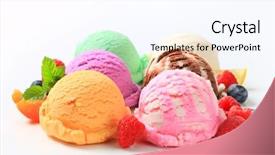  Presentation with ice cream colourful gelato flavors - Beautiful presentation theme featuring six scoops of ice cream backdrop and a pink colored foreground