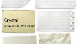  Presentation with scroll paper isolated on white - PPT layouts with six slices of paper isolated background and a soft green colored foreground