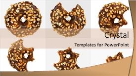  Presentation with cancers stages - Slide set with six stages of donut biting background and a coral colored foreground