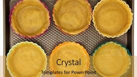  Presentation with golden - Colorful presentation theme enhanced with six tart crust baked golden backdrop and a gold colored foreground