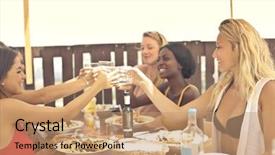  Presentation with friends - PPT theme with six tastes - cheers among friends background and a  colored foreground
