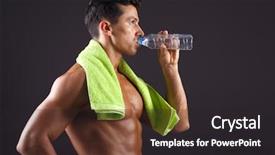  Presentation with fresh man chemistry - Slide deck featuring six tastes - fitness man drinking a bottle background and a  colored foreground