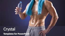  Presentation with fresh man chemistry - Cool new theme with six tastes - fitness man holding a bottle backdrop and a  colored foreground