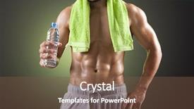  Presentation with fresh man chemistry - PPT layouts enhanced with six tastes - fitness man holding a bottle background and a  colored foreground